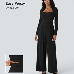 HALARA Long Sleeve Pocket Wide Leg Black Jumpsuit-Easy Peezy, NWT! Size Large